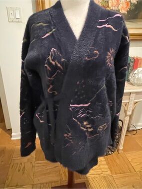 Scotch & Soda Cocktail Hour Fuzzy Landscape Kimono Cardigan M